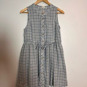 Hem and thread blue plaid  Sleeveless Dress